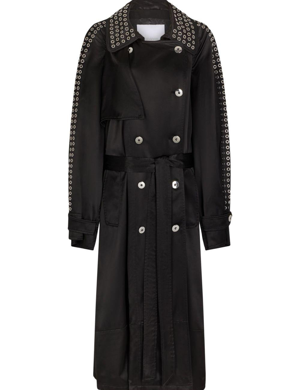 Trench con occhielli in nero Rabanne - donna 