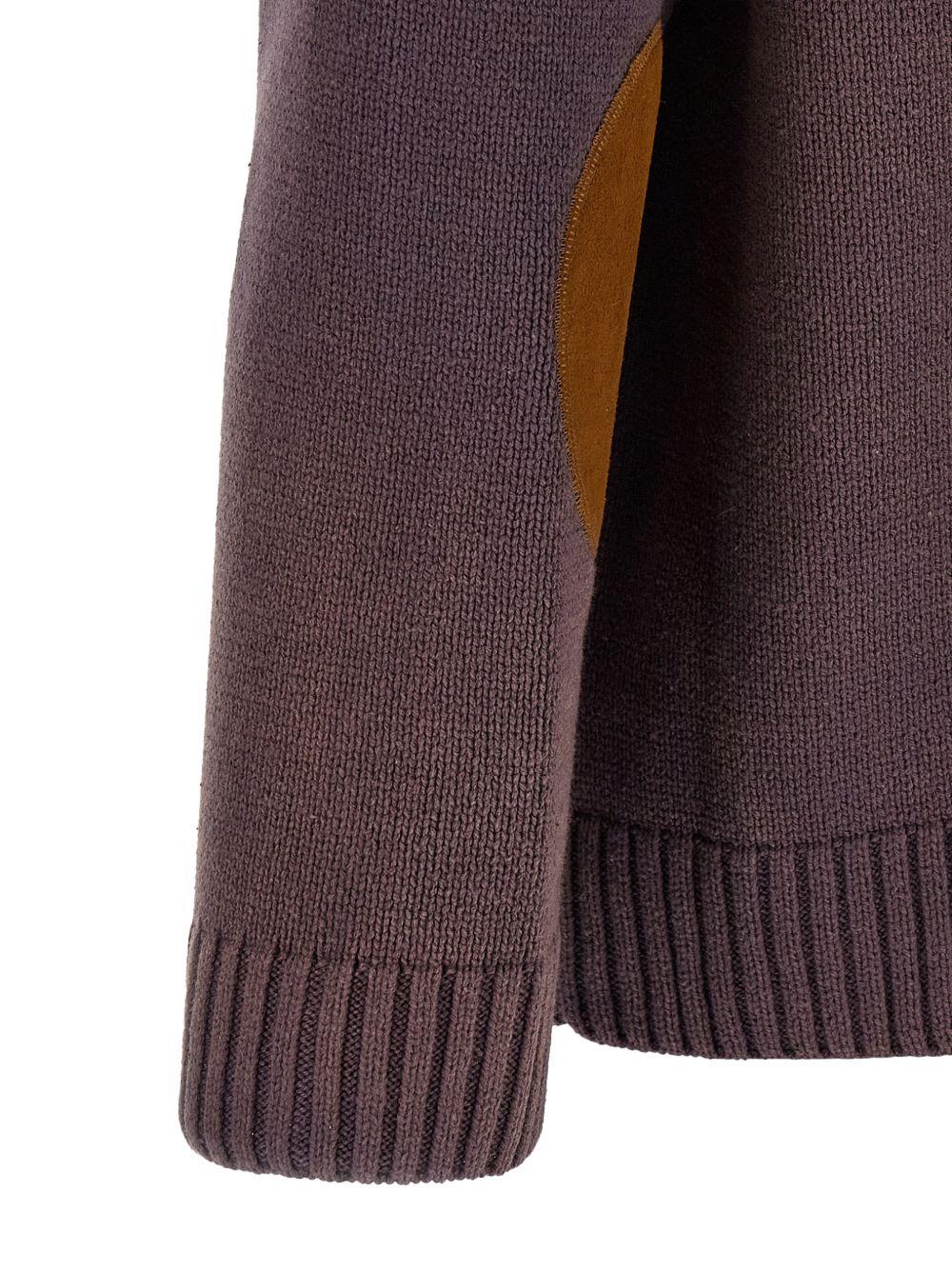 Cardigan con motivo a cavallo in jacquard in marrone Found - unisex 