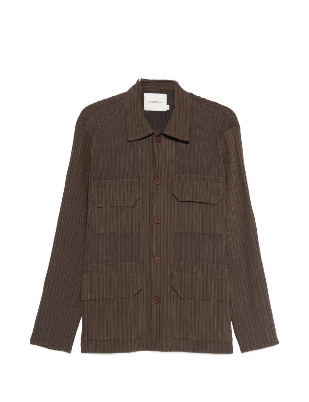 Camicia con taschino in marrone Gongdid design - uomo 