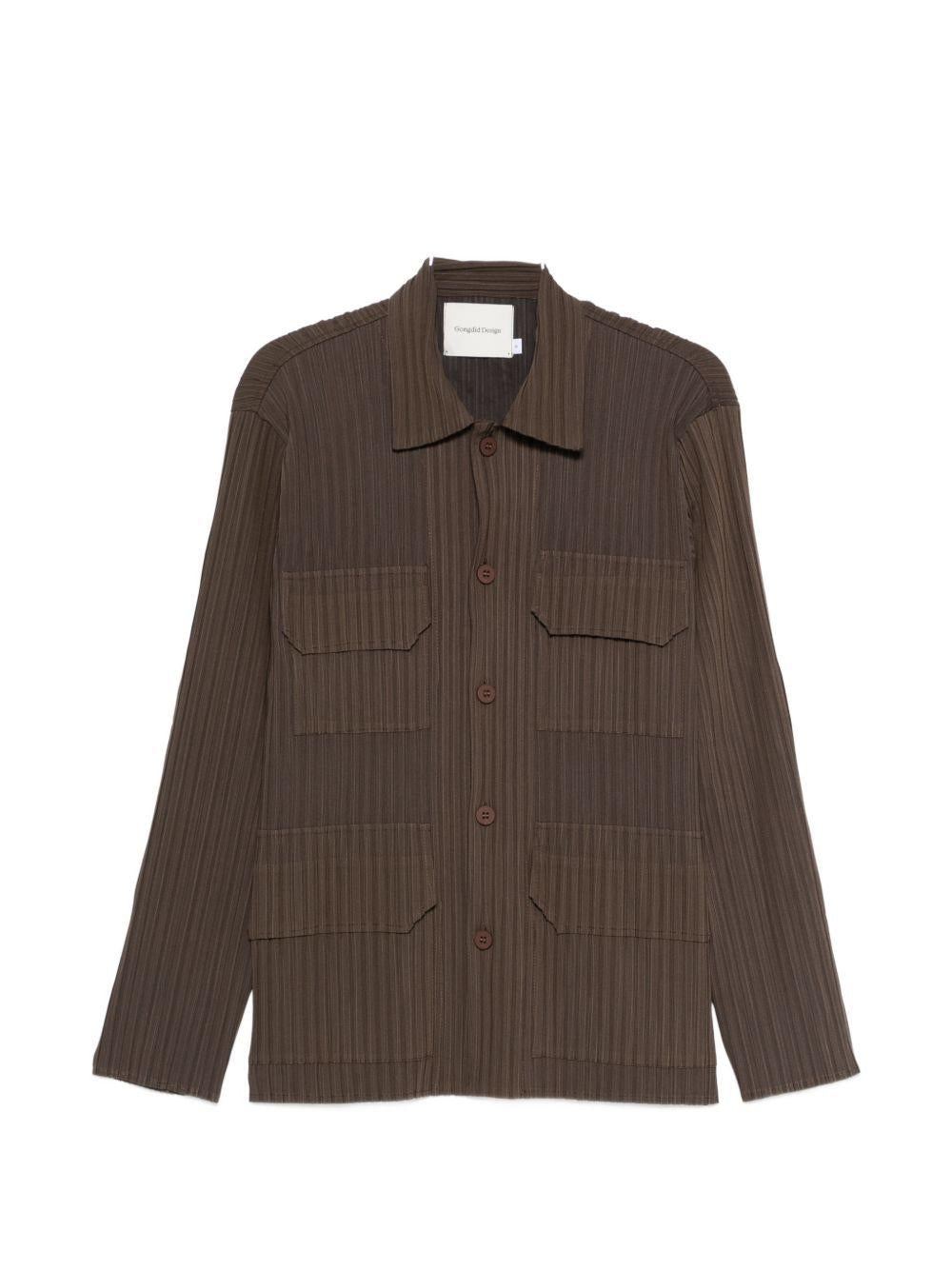 Camicia con taschino in marrone Gongdid design - uomo 