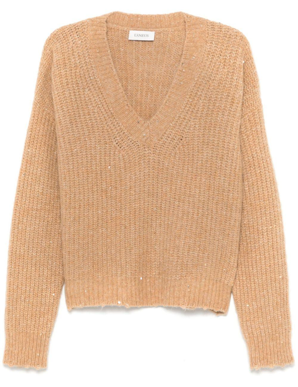 Maglione con paillettes in marrone Laneus - donna 