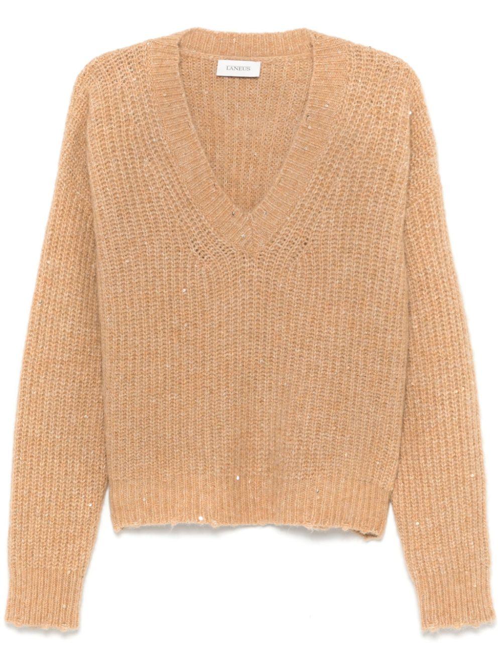 Maglione con paillettes in marrone Laneus - donna 