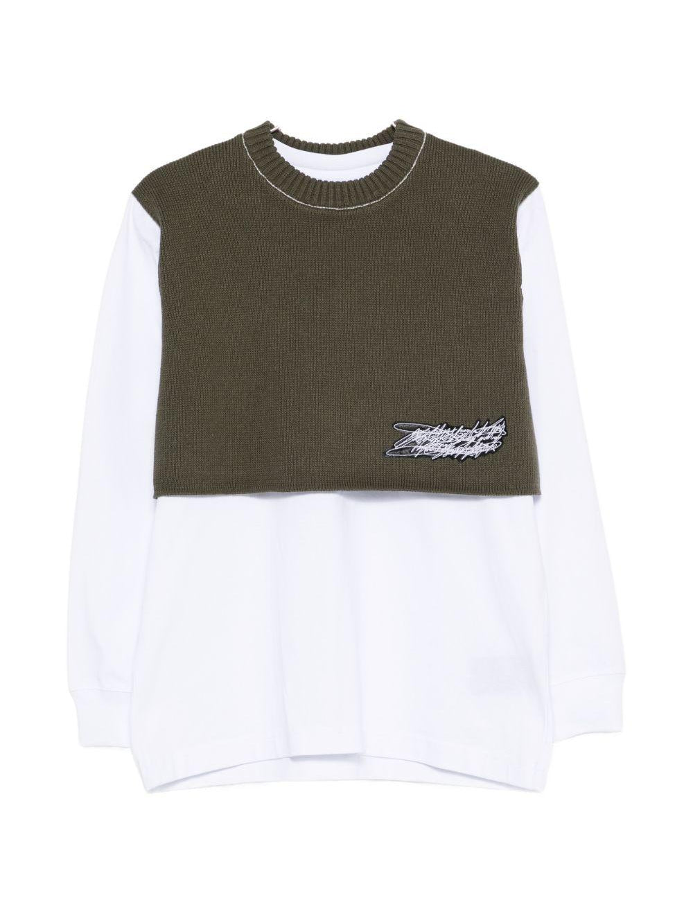 Camicia a strati con gilet in maglia in bianco Gr10k - uomo 