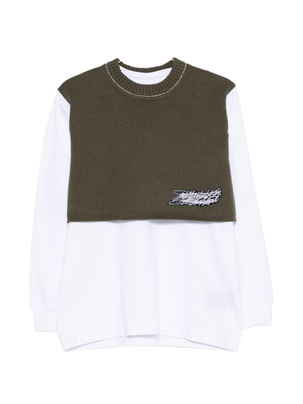Camicia a strati con gilet in maglia in bianco Gr10k - uomo 