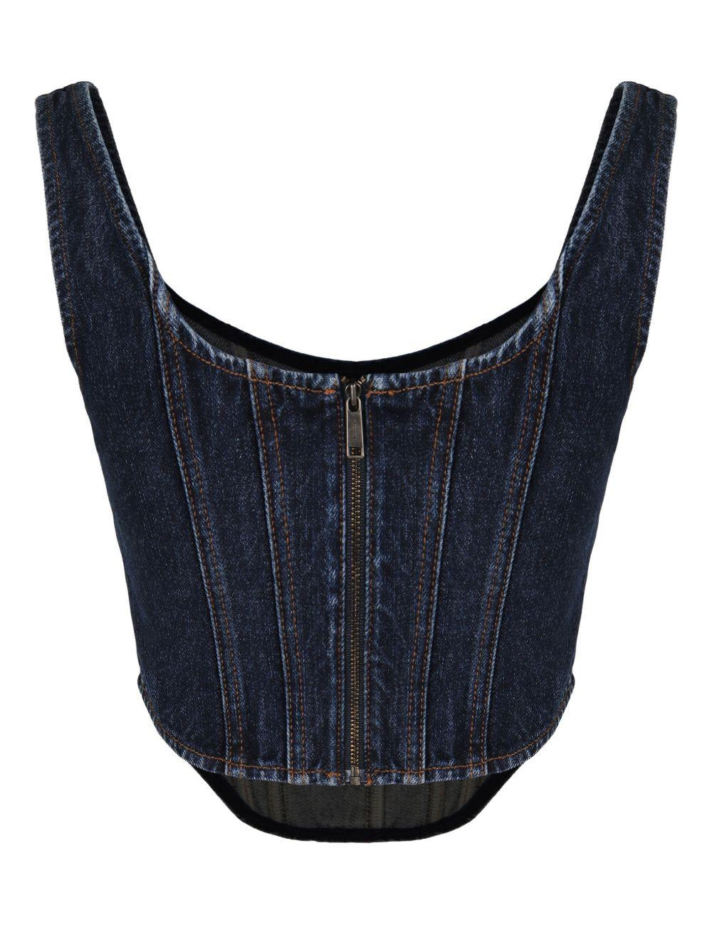 Top a corsetto in denim in blu Self-portrait - donna 