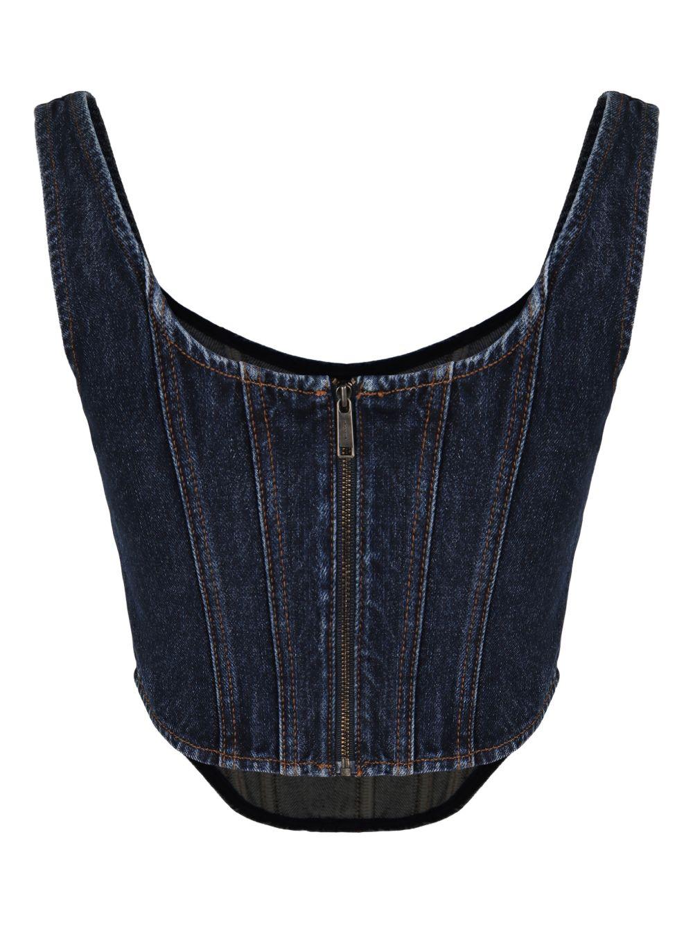 Top a corsetto in denim in blu Self-portrait - donna 