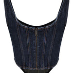 Top a corsetto in denim in blu Self-portrait - donna 