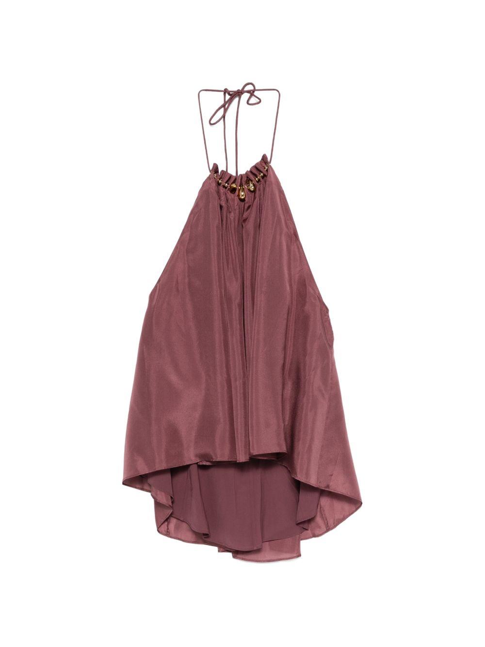 Top con arricciatura e decorazioni di perline aster in viola Zimmermann - donna 