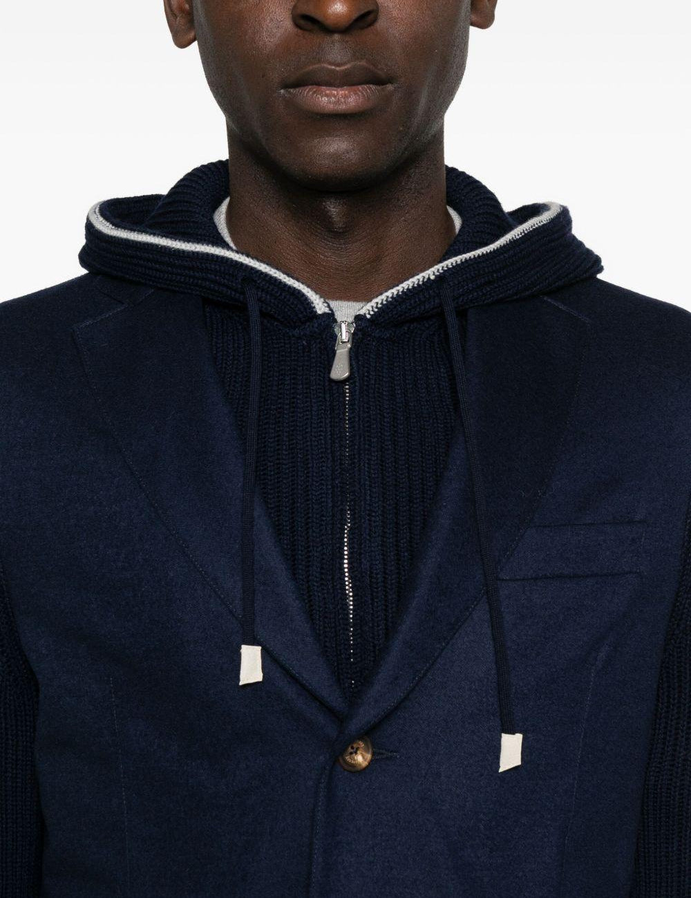Giacca con cappuccio a costine in blu Eleventy - uomo 