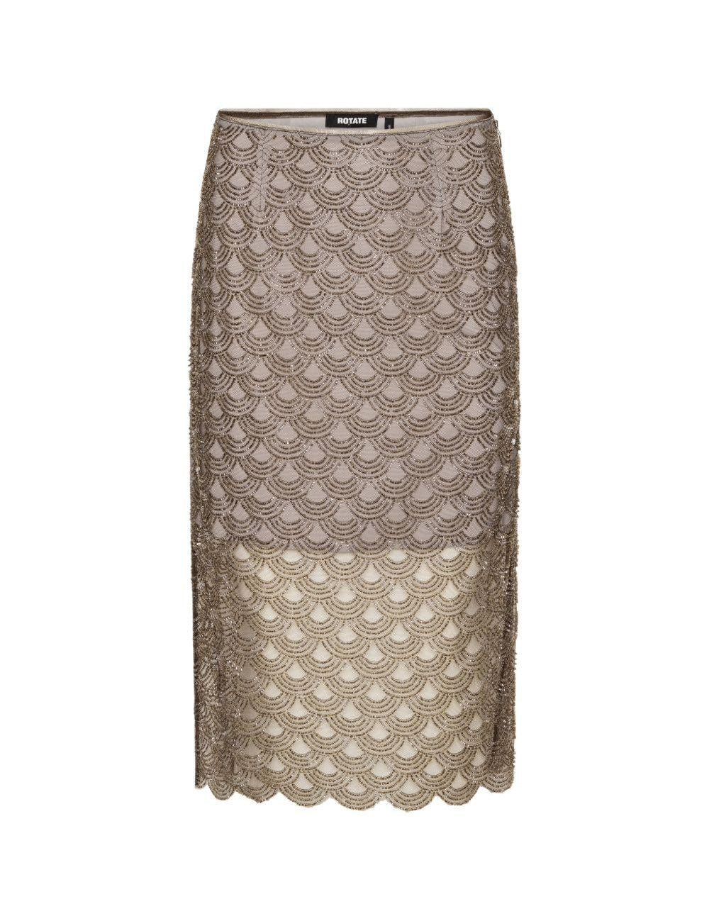 Gonna midi con paillettes in oro ROTATE - donna 