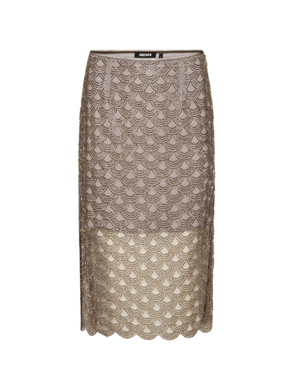 Gonna midi con paillettes in oro ROTATE - donna 