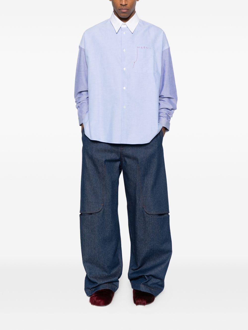 Camicia bicolore a maniche lunghe blu Marni - uomo 