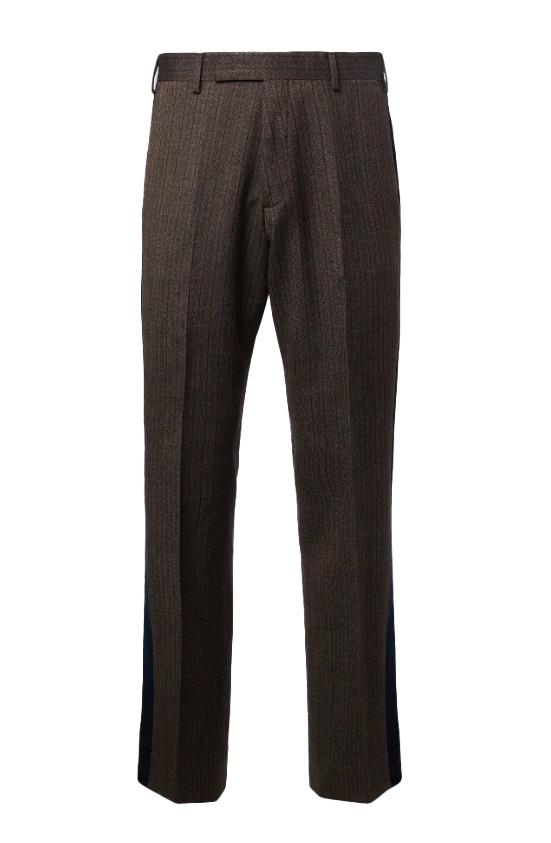 Pantaloni in misto lana a righe alto in marrone Wales Bonner - uomo 