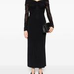 Abito con spalle scoperte e drappeggio locri in nero Maxmara - donna 