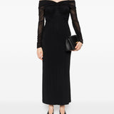 Abito con spalle scoperte e drappeggio locri in nero Maxmara - donna 