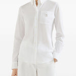 Camicia con logo in bianco brunello cucinelli - donna 
