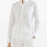Camicia con logo in bianco brunello cucinelli - donna 