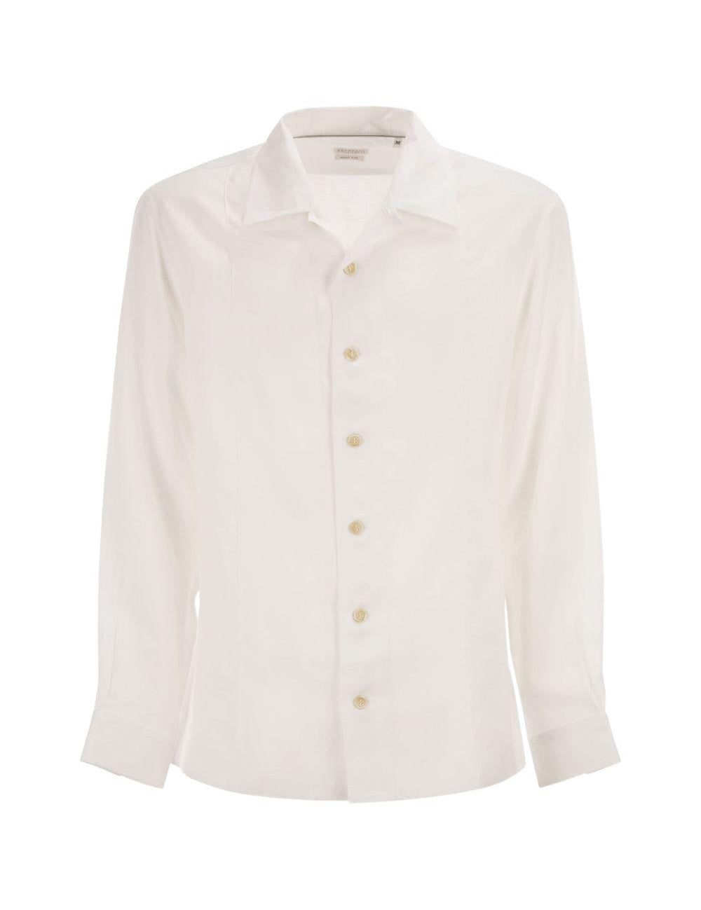 Camicia con colletto classico in bianco brunello cucinelli - uomo 