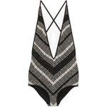 Costume da bagno con paillettes a zigzag in bianco e nero Missoni - donna 