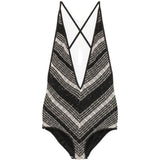 Costume da bagno con paillettes a zigzag in bianco e nero Missoni - donna 