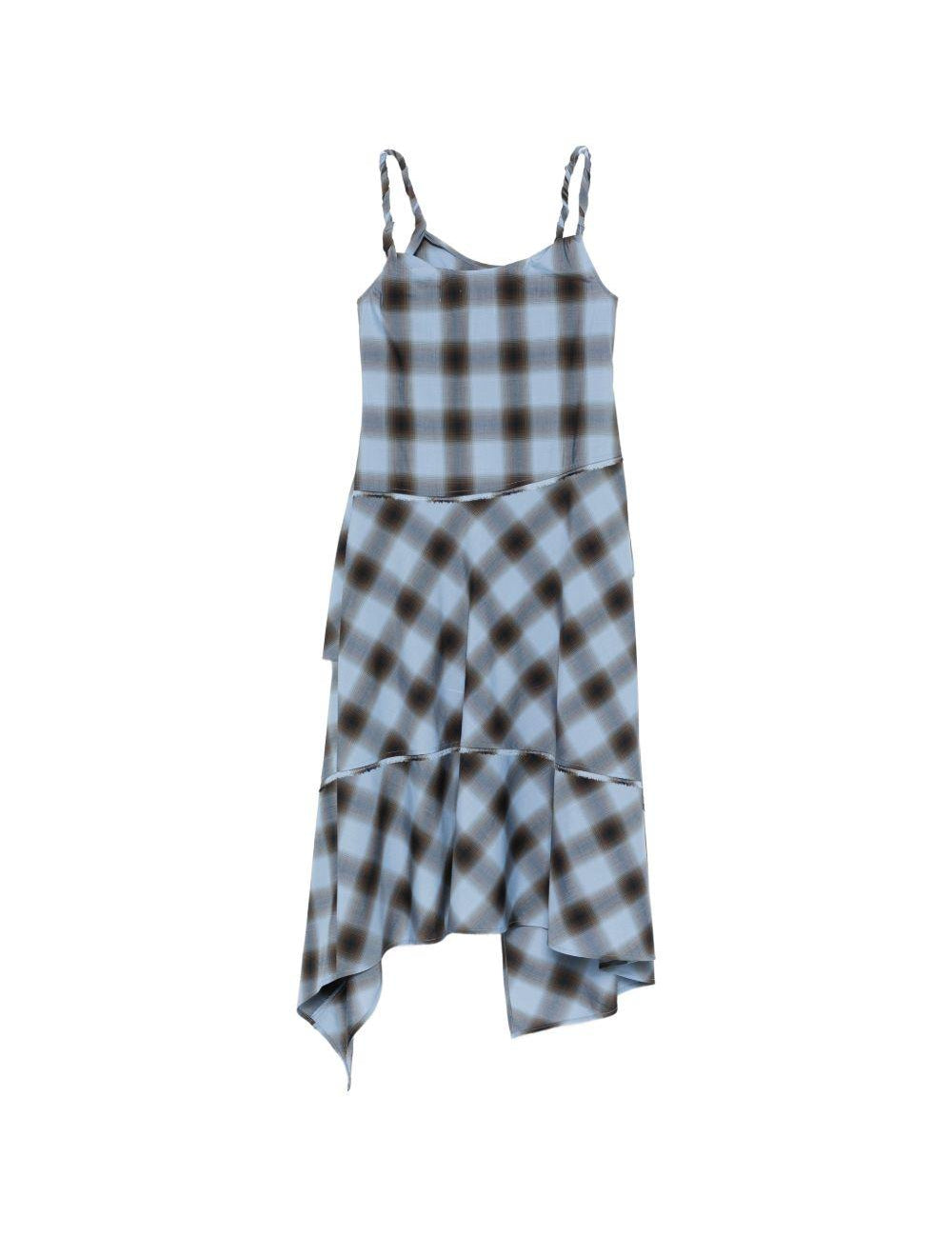 Abito midi con balze in azzurro e nero Feng Chen Wang - donna 