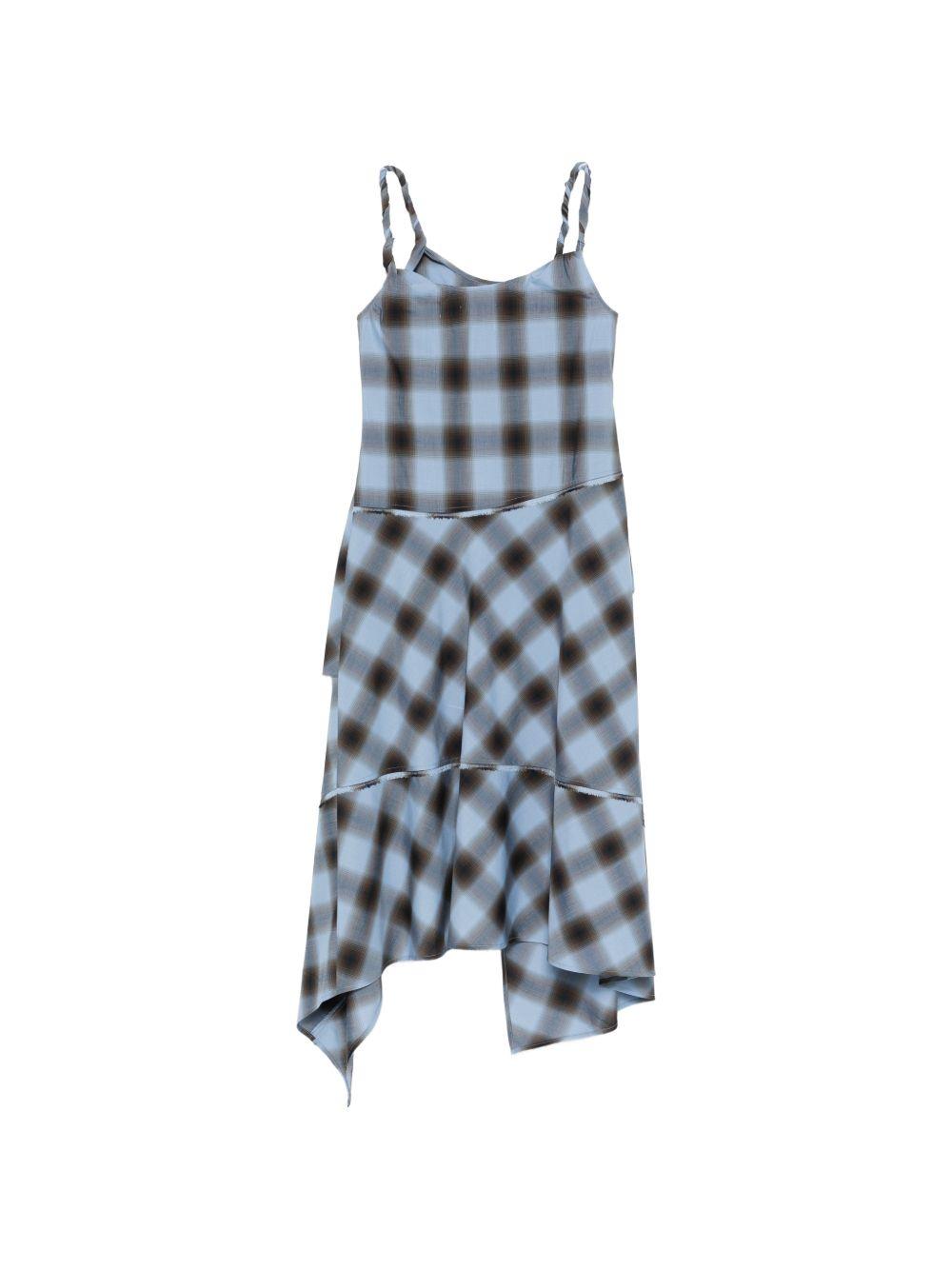 Abito midi con balze in azzurro e nero Feng Chen Wang - donna 