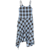 Abito midi con balze in azzurro e nero Feng Chen Wang - donna 