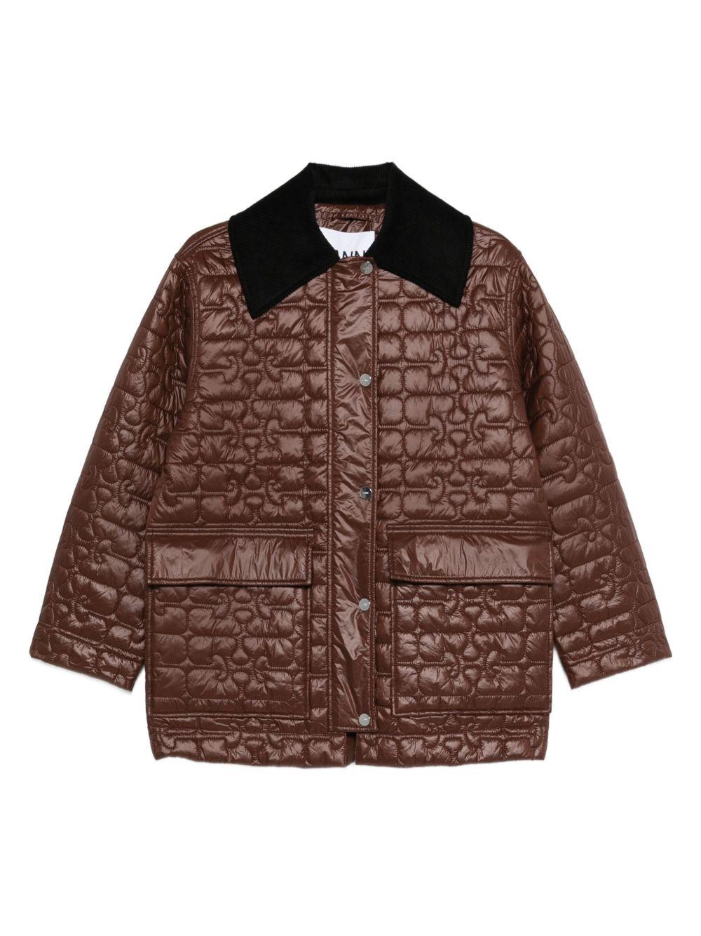 Cappotto trapuntato in marrone Ganni - donna 