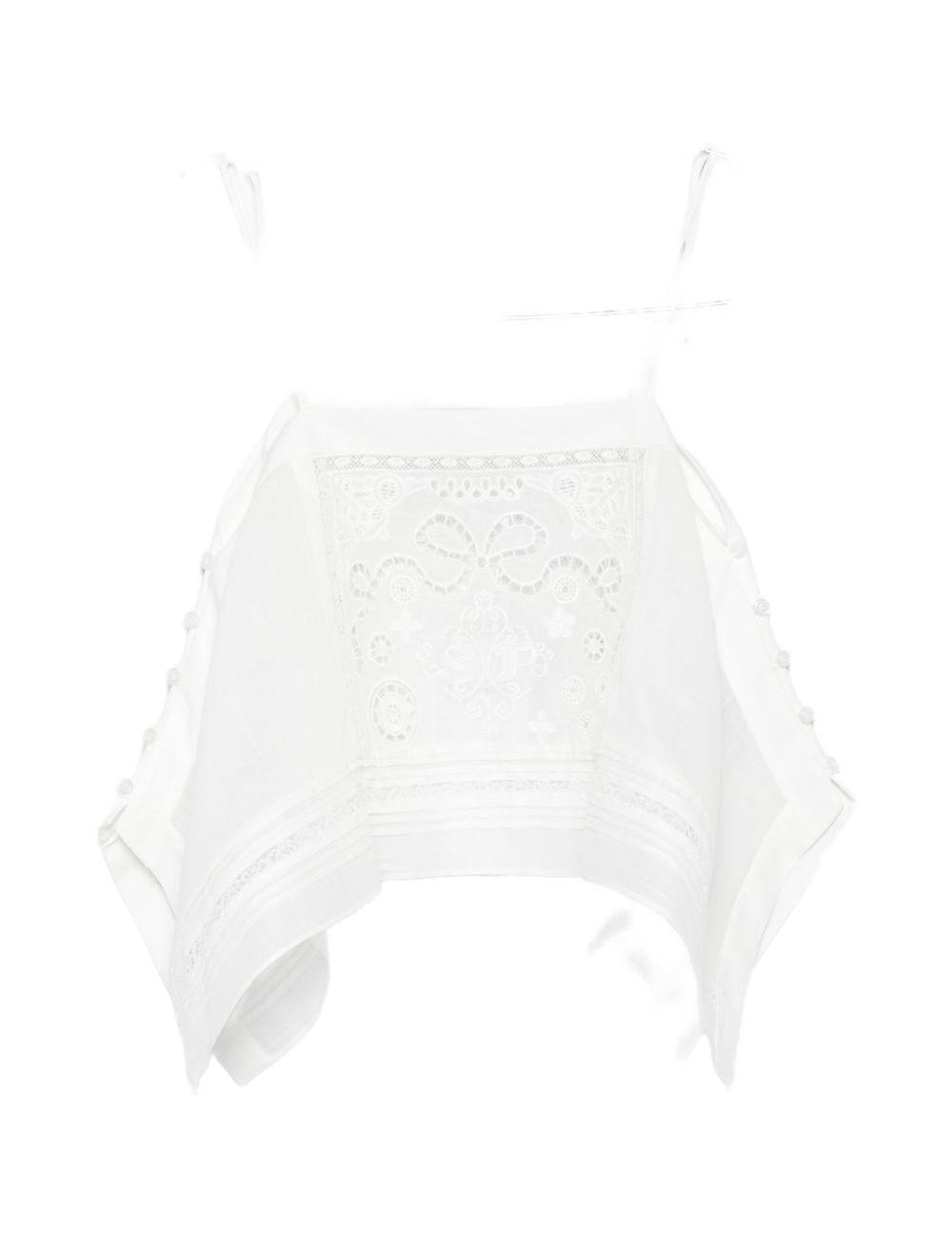 Top in ramie ricamato in bianco Self-portrait - donna 