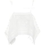 Top in ramie ricamato in bianco Self-portrait - donna 