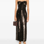 Abito senza spalline con paillettes in marrone Roland mouret - donna 