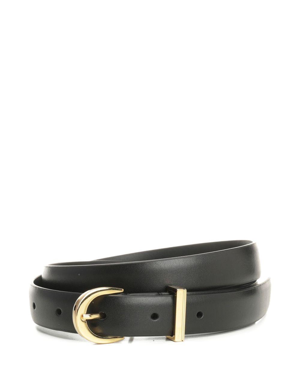 Cintura in pelle con fibbia in nero Khaite - donna 