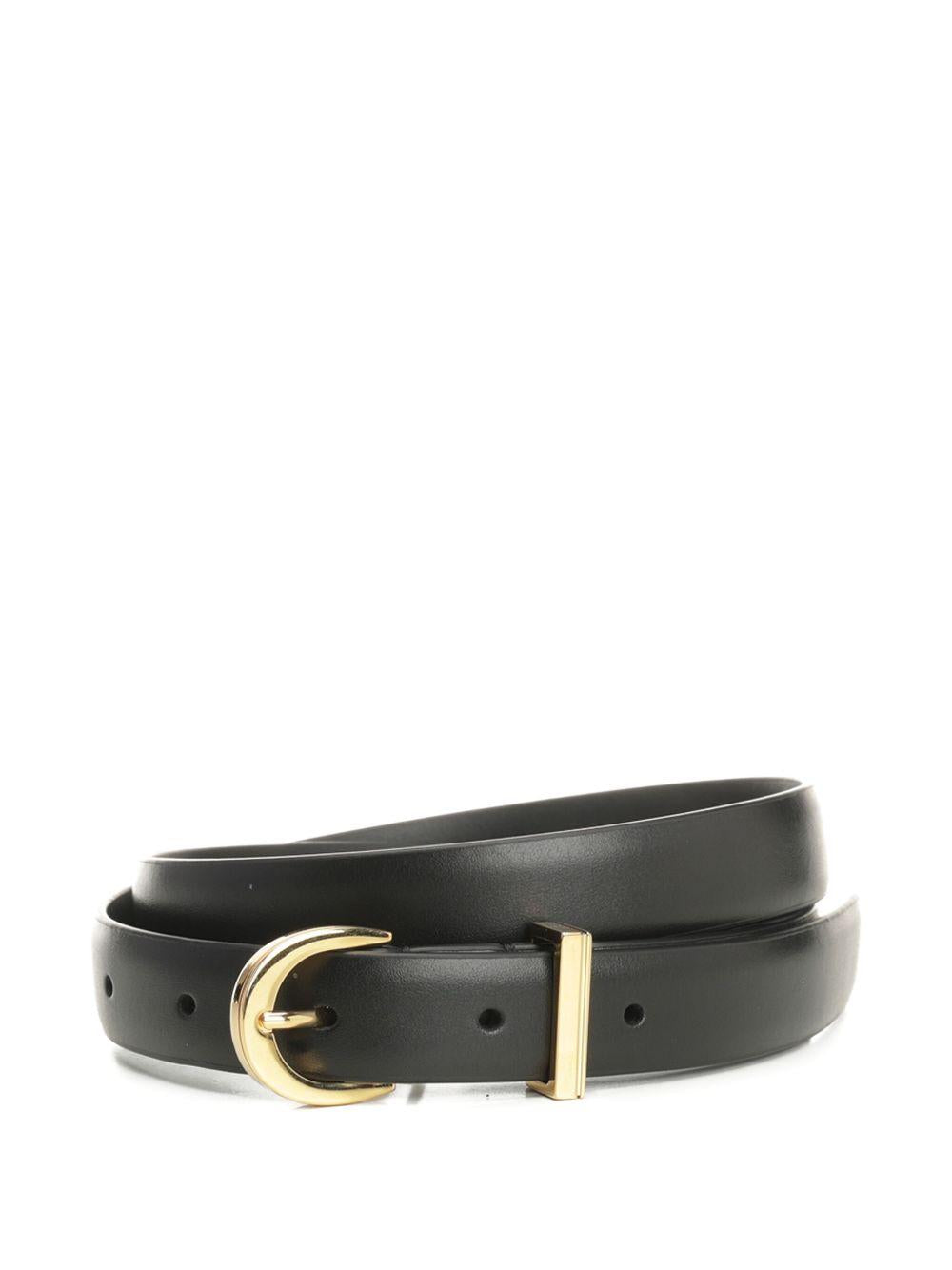 Cintura in pelle con fibbia in nero Khaite - donna 