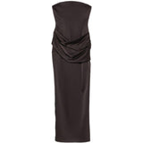 Abito lungo drappeggiato senza spalline in grigio Alex perry - donna 