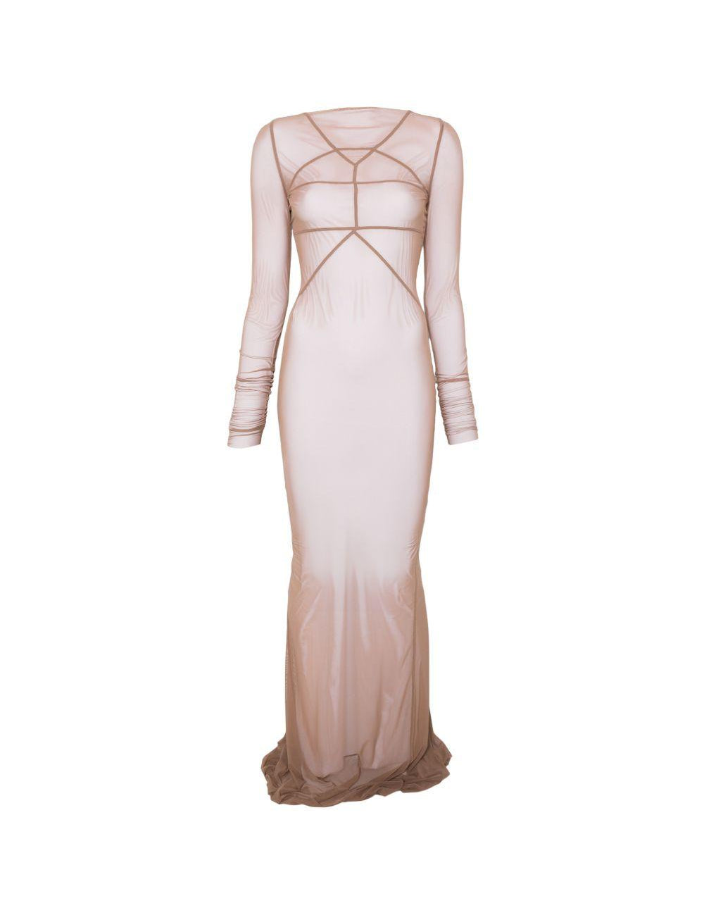 Abito maxi a pannelli temple in marrone Rick Owens - donna 