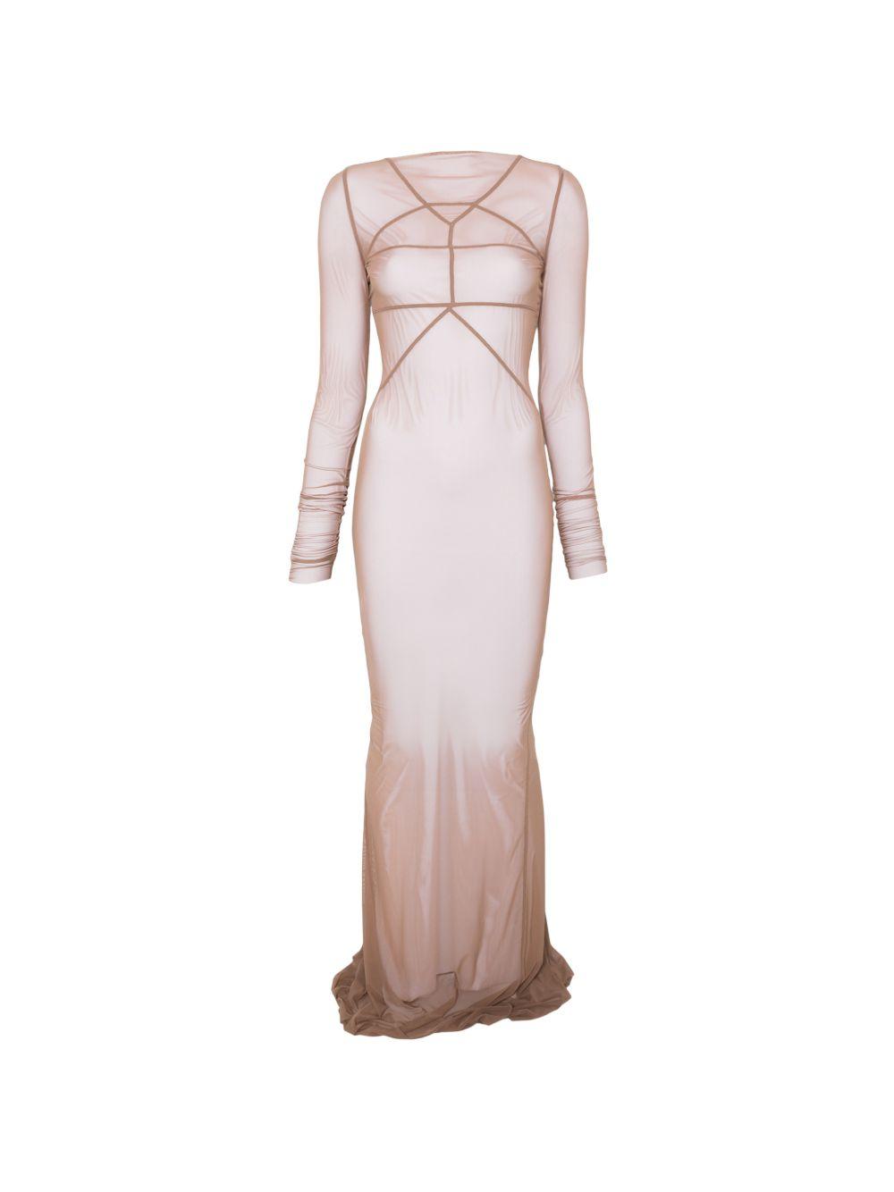 Abito maxi a pannelli temple in marrone Rick Owens - donna 