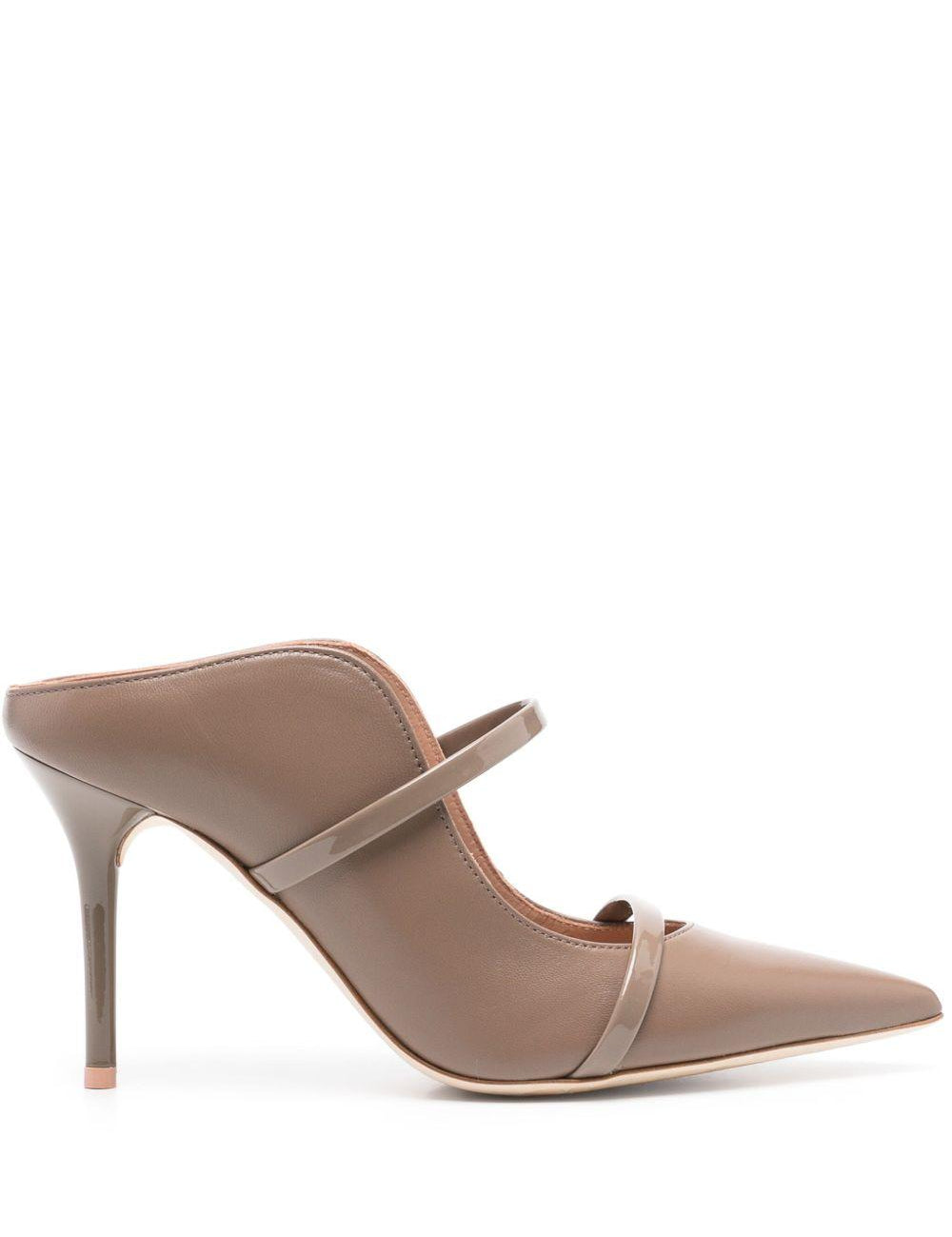 Mules Maureen 85 stiletto in nappa taupe 