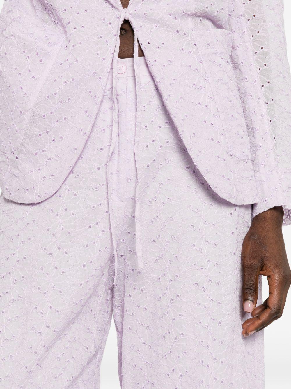 Pantaloni broderie-anglaise in viola Forte forte - donna 