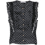 Top a pois con volant in nero Self-portrait - donna 