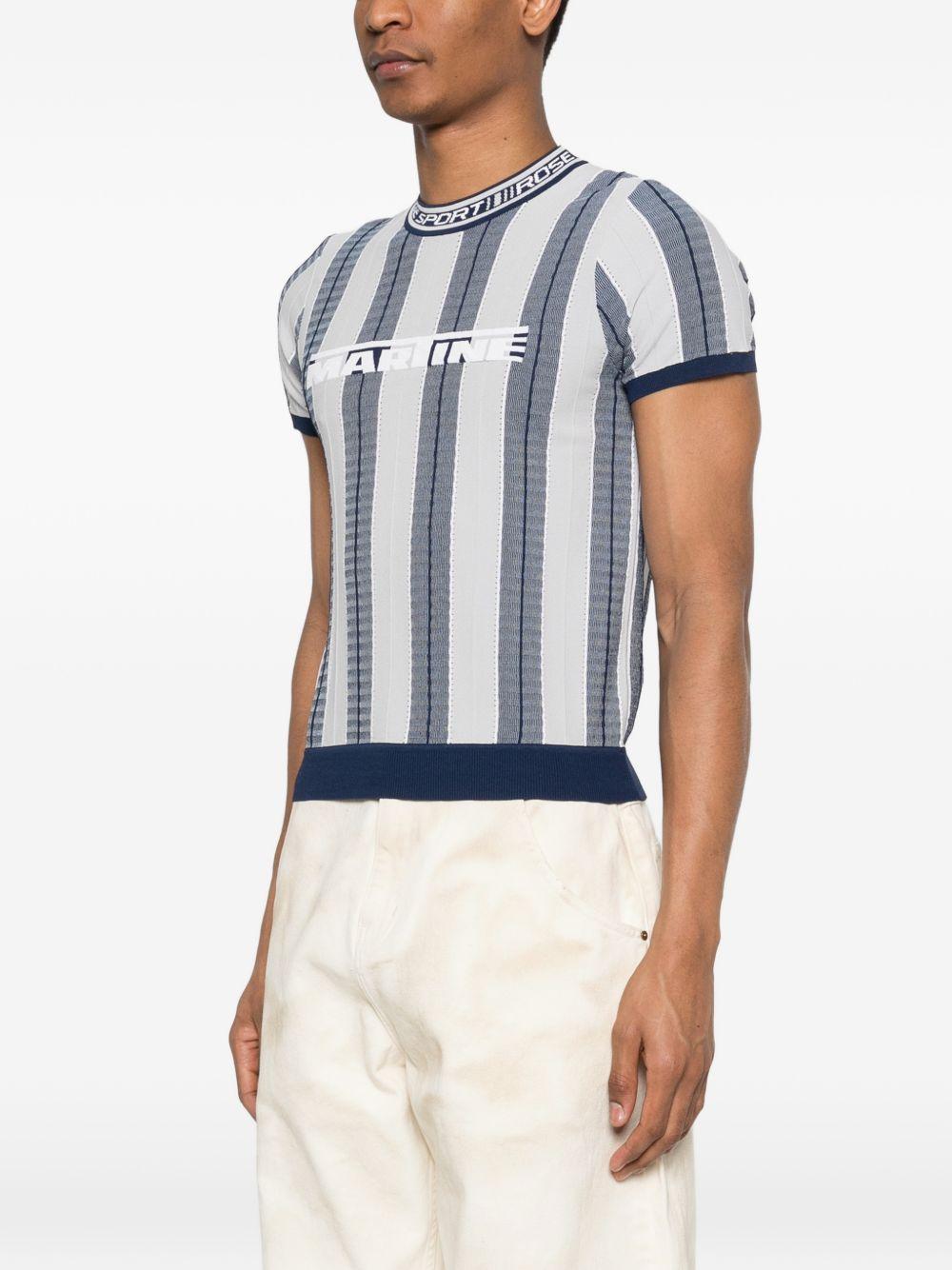 T-shirt con grafica a righe in blu e grigio Martine rose - uomo 