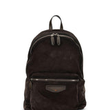 Zaino in pelle scamosciata con logo in marrone 