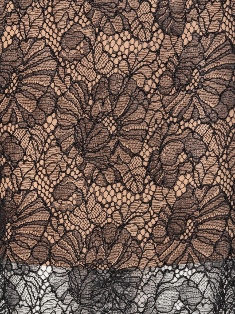 Gonna midi in pizzo in nero 