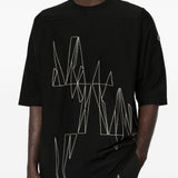 T-shirt a maniche corte jumbo in nero Rick Owens x Moncler - unisex 