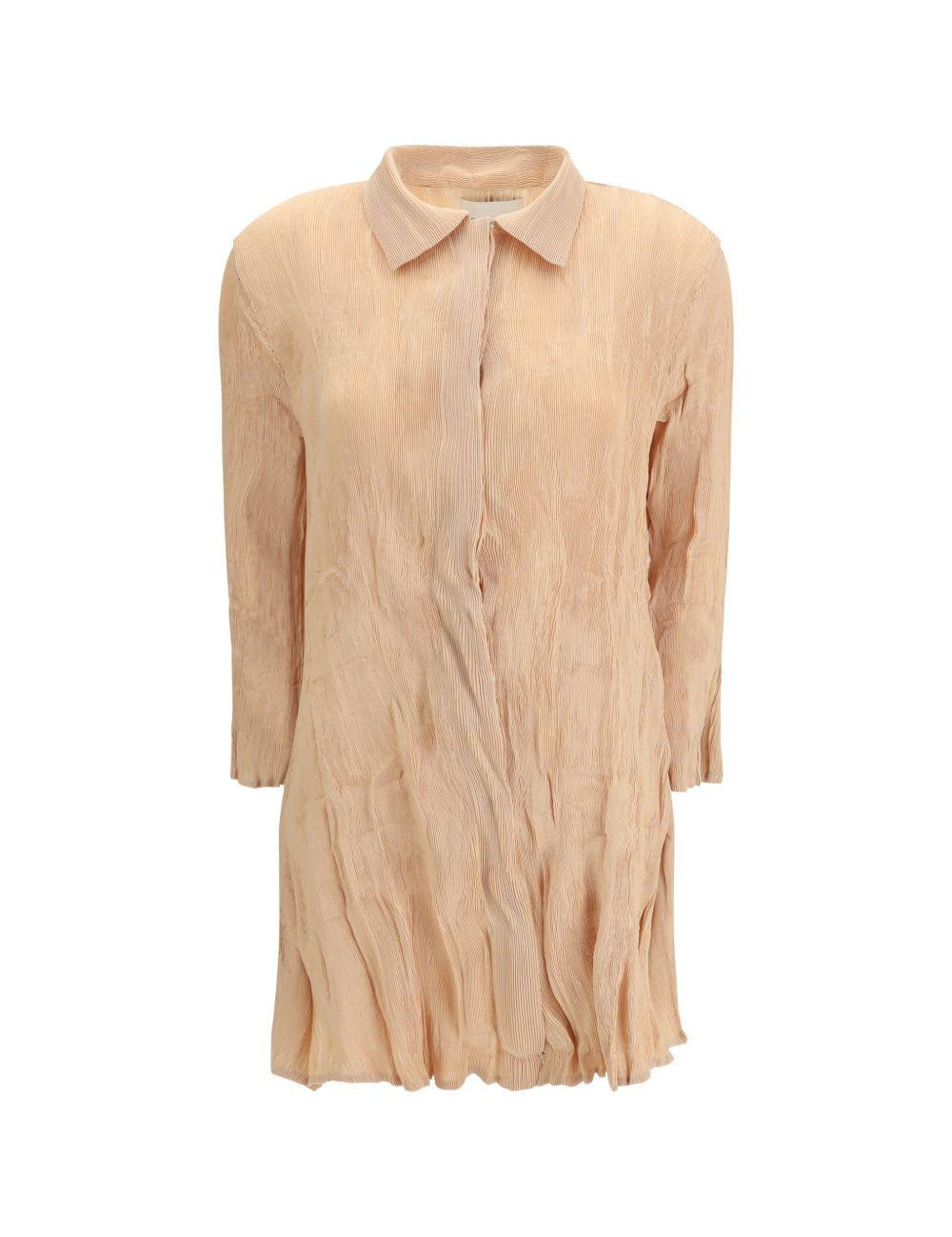 Abito Chemisier corto plissettato in rosa pesca GONGDID DESIGN - donna 