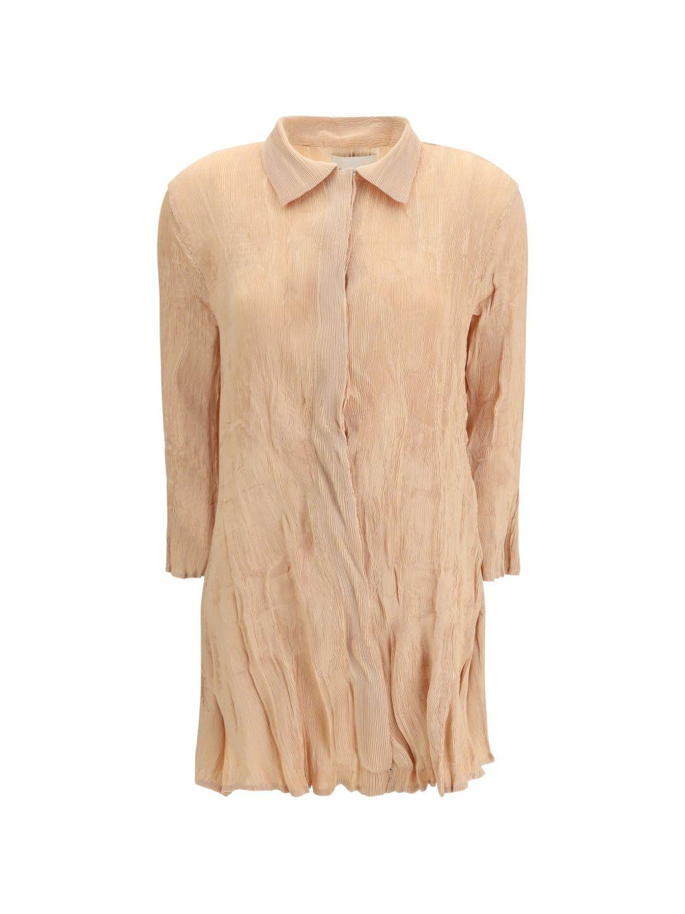 Abito Chemisier corto plissettato in rosa pesca GONGDID DESIGN - donna 