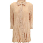 Abito Chemisier corto plissettato in rosa pesca GONGDID DESIGN - donna 