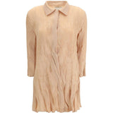 Abito Chemisier corto plissettato in rosa pesca GONGDID DESIGN - donna 
