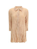 Abito Chemisier corto plissettato in rosa pesca GONGDID DESIGN - donna