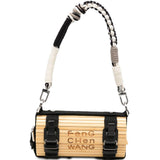 Borsa in bambù con tracolla intrecciata rimovibile in beige e nero Feng chen wang - unisex 
