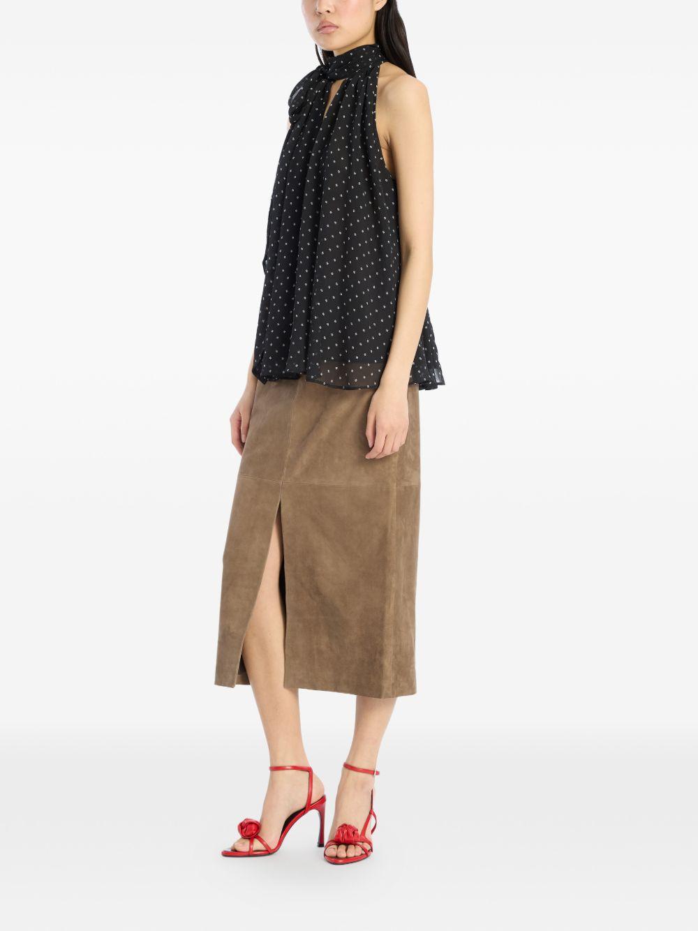 Gonna midi con spacco in marrone Rotate - donna 